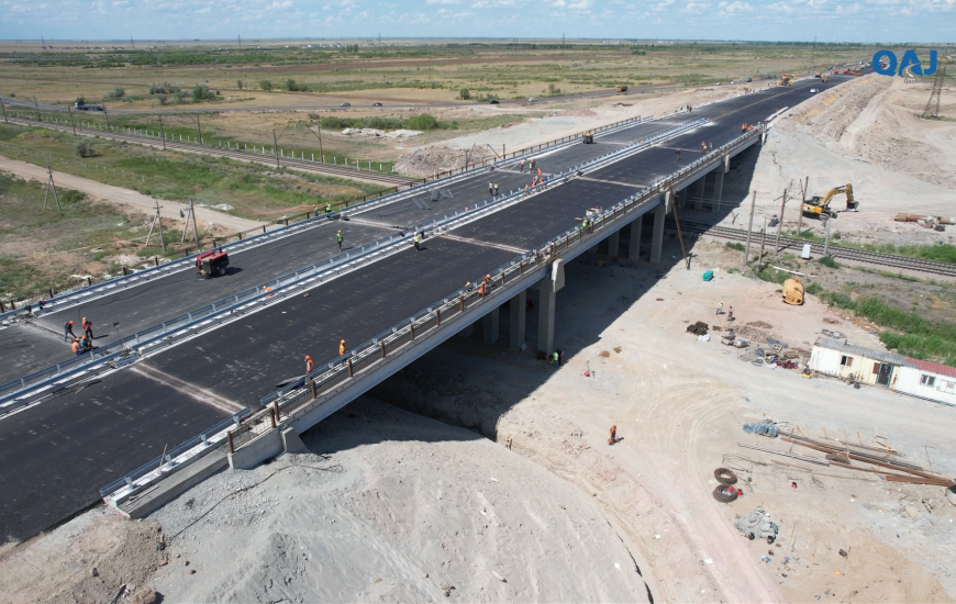 Подходит к завершению капитальный ремонт путепровода на большой кольцевой дороге Астаны